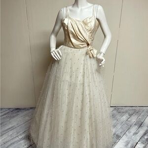 1950s Lanvin-Castillo Silk Gown with Tulle Sparkle Skirt -Holt Renfrew